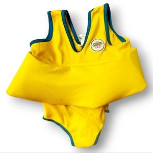 Learn To Swim 123 Baby Flotation Device Vest Inflatable Tire Tube Yellow